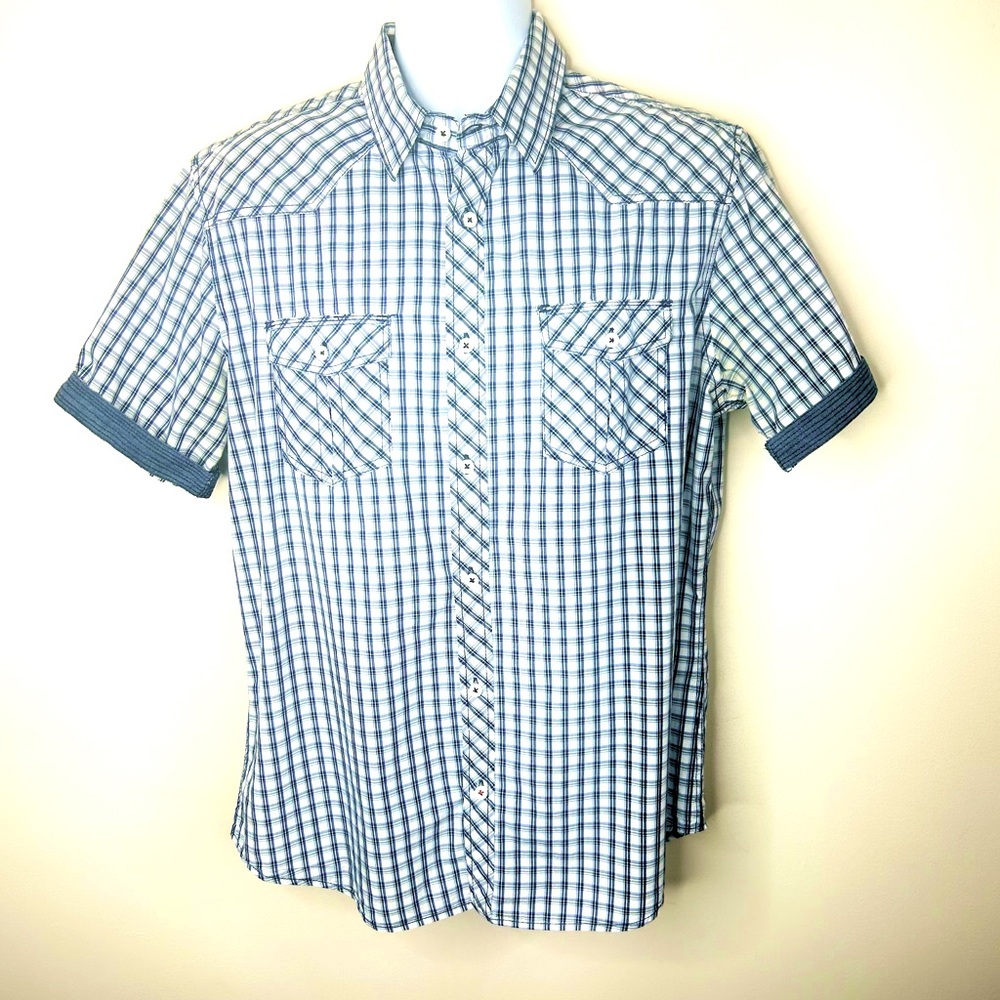 [PROJEKRAW] Men’s Original Brand Large Short Sleeve Plaid Button Down